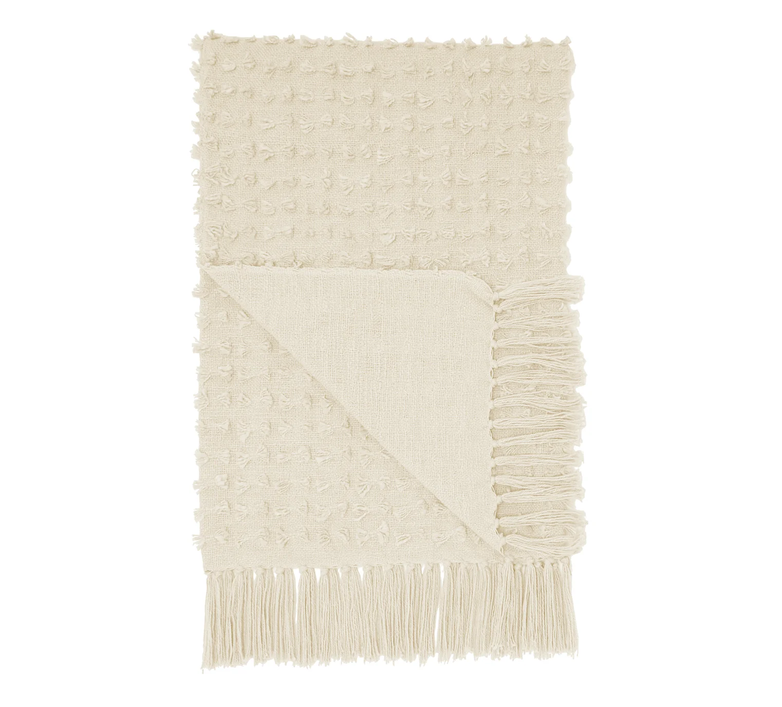 Cream Tufted Fringe Throw - Image 3